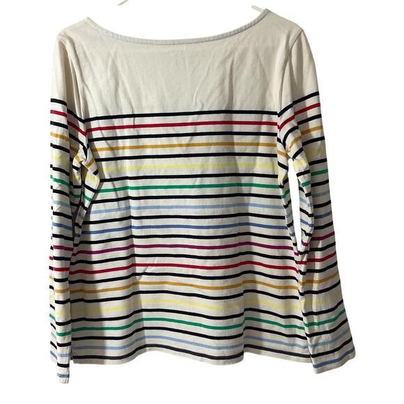 New Authentic Talbots Shirt  M Cream Multi Colored Stripe Blue Red Knit LS Top - Picture 7 of 7